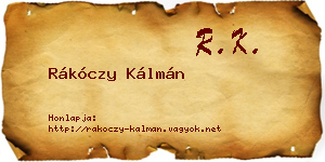 Rákóczy Kálmán névjegykártya